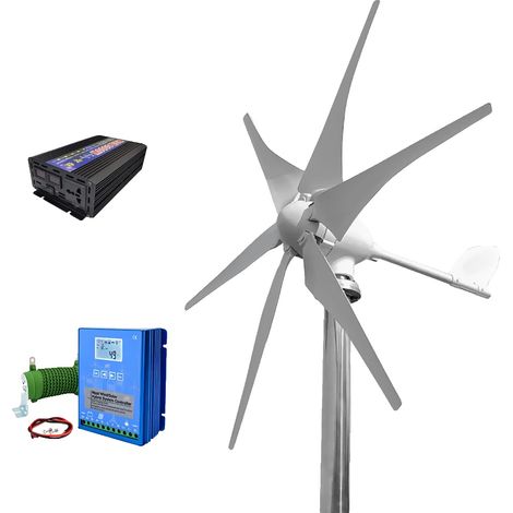 Generador de turbina eólica, 6 palas, 3000 W de potencia, con sistema aislado de la red, 5000 W-f, 24 V-b (1/2)