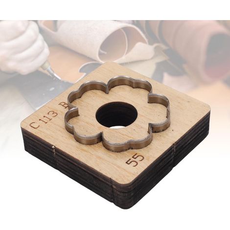 Matrice de découpe en cuir à motif floral, en acier au carbone, pour la fabrication de porte-clés et la décoration de sacs (55 mm / 21,65 pouces). (1/5)