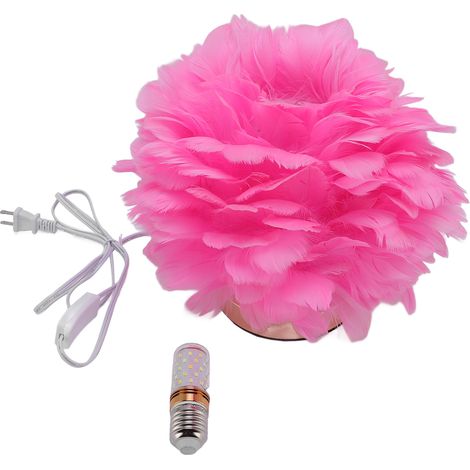 Lampe de chevet Plume E27, veilleuse décorative moderne, pour salon, chambre à coucher, décor de mariage, rose foncé