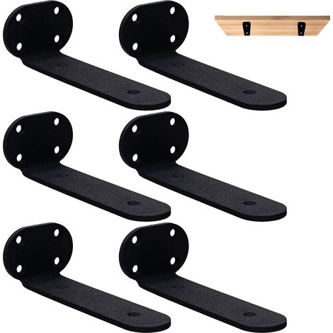 Lot de 6 Equerre Etagere Murale Support Étagère Invisible Fixation Etagere Equerre Charge Lourde Équerre Étagère 15cm (1/5)