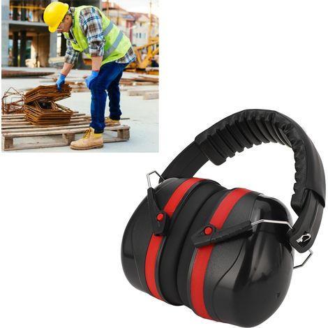 Casque antibruit industriel amélioré, casque à réduction de bruit, pour le tir, le sommeil, l'apprentissage, protection silencieuse, noir et rouge. (1/5)