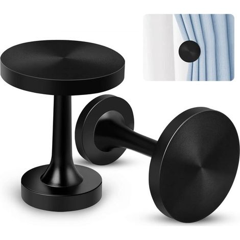 Paar schwarze Metall-Gardinenhalter – dekorative Haken – Wandmontage – moderner Retro-Stil