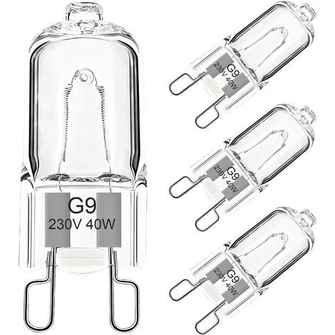 Pack of 4 G9 Halogen Oven Bulbs, 40W 230V, G9 Bulbs for Microwave and Oven, 500°C Resistant, for G9 Sockets, 360° Lighting for Home and Professional Applications (1/5)