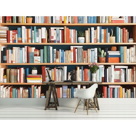 Fototapete Bibliothek Bücher, für Wohnzimmer und Schlafzimmer, 150 x 105 cm – Komplettset inkl. Kleister & Anleitung (1/5)