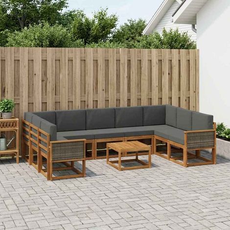 Set di divani da esterno componibile in legno massello di acacia a 9 posti, 10 pezzi - PANGIVO (1/5)