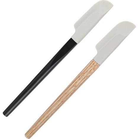 2er Set Silikonspatel mit Holzgriff, schmal & flexibel