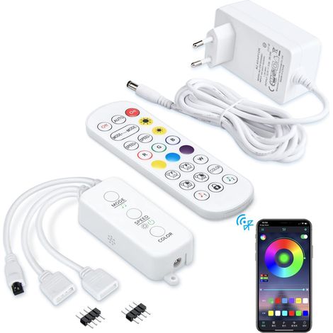 RGB Contrôleur avec Alimentation 12V- Alimentation ruban led - Bluetooth LED Contrôleur adaptateur Pour Strip LED Bande SMD 5050 3528 2835 (1/5)