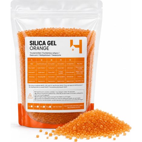 HausHeld Silica Gel Orange 1 kg - Trockenmittel mit Indikator (1/5)