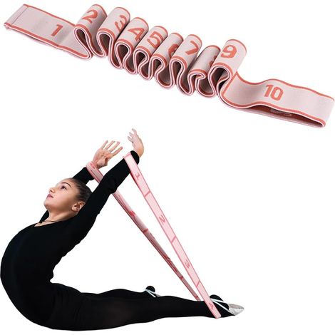 Sangle de yoga, Band Élastique d’Étirement pour Yoga, Fitness et Pilates, avec 10 Boucles (1/5)