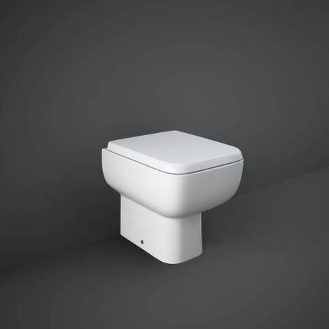 RAK Series 600 Rimless Back to Wall Toilet - Slimline Wrapover Urea Soft Close Seat (1/5)