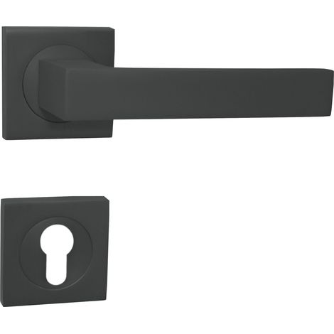 DOMINO Poignée de porte QUBIK-QR M8 PZ Poignée avec plaque PZ pour cylindre profilé titane (1/5)