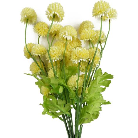 Pack of 6 x 50cm Dahlia Pompom Yellow Artificial Stem (1/5)
