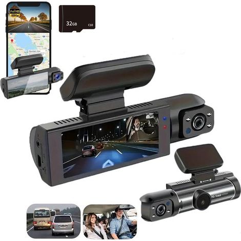 Cámara de salpicadero 4K con doble lente，cámaras gran angular delanteras y traseras，compatible con vigilancia de aparcamiento las 24 horas (1/5)
