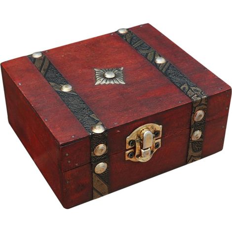 Wooden Jewelry Box with Lid, Retro Accessory Container, Antique Vintage Style, for Jewelry and Rings, Bedroom and Living Room (1/5)
