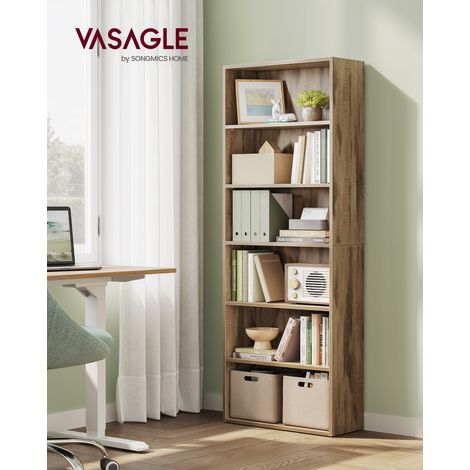 Étagère avec 6 Niveaux, Bibliothèque, pour Bureau à Domicile, Chambre, Salon, Bureau, Beige (1/5)