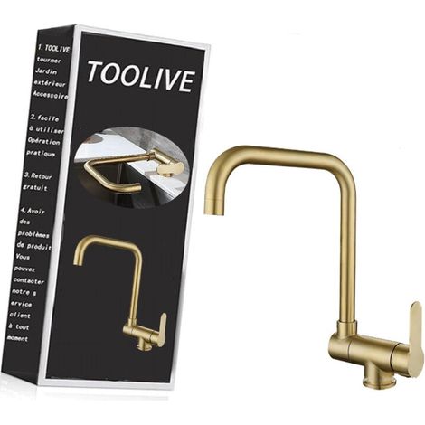 Mitigeur Cuisine Rabattable,robinet Cuisine Rabattable D'or Brossé En Acier Inoxydable,Robinet Pliable Moderne (1/4)