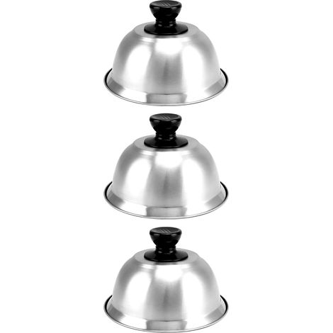 Lot de 3 Cloche Cuisson, Acier Inoxydable, 16x10 cm, Pour Burger, Steak, Légumes, Barbecue, Camping (1/5)