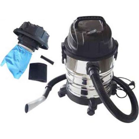 Bidone aspiracenere in acciaio inox con filtro hepa per stufe a pellet e camini