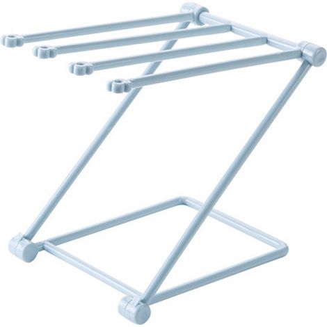 Porte-torchons bleu à 4 barres, pliable et réglable, vertical, pour la cuisine et la maison.