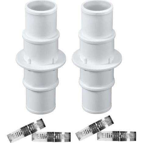 Poolschlauchverbinder, gerader Saugnapfverbinder, für 1-1/4"- und 1-1/2"-Pools, 2er-Pack mit 4 Schlauchschellen (1/5)