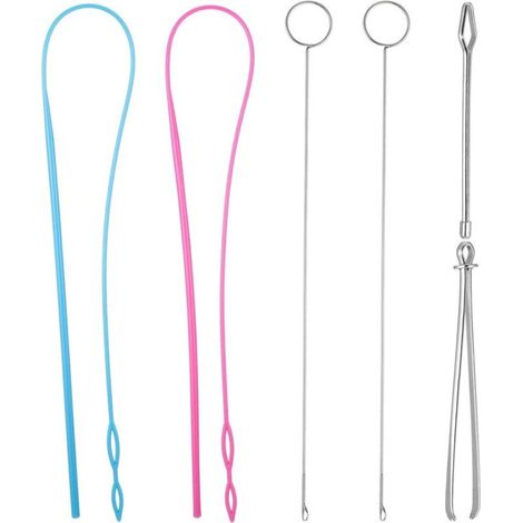 6 Pièces Kit de Boucle de Couture, Comprenant Crochet de Tourneur de Boucle Enfile-Cordon Flexible Pince à épiler en Métal Outil de Tourneur à Boucle Long avec Verrou pour DIY Accessoires de Tricot (1/5)