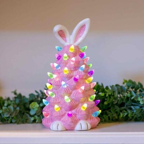 [Cadeaux de Pâques]Décorations de Pâques pour Arbre de Lapin, Arbre de Lapin de Pâques éclairé en céramique, Ornements de Lapin de Table, Arbre pour intérieur, Printemps, Maison, Chambre à Coucher, Bu (1/5)