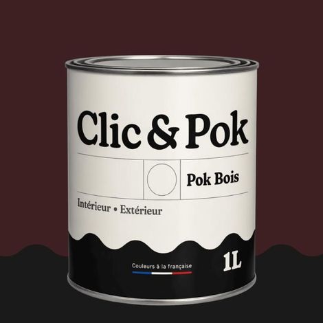 Peinture Bois Extérieur – POK BOIS - 1L - RAL 3007 - Rouge noir- Résistante aux intempéries - Ne s'écaille pas (1/4)