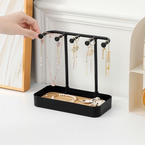 Expositor de joyas, caja sencilla para collares, anillos, pendientes, organizador de escritorio (1/4)