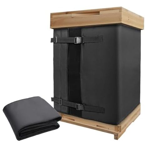 Isolierte Abdeckung für Bienenstöcke im Freien, 60 x 205 cm, wasserdichtes Oxford-Gewebe mit Aluminiumfolie und EPE-Schaum für 8- und 10-Rahmen-Beuten, schwarz (1/5)