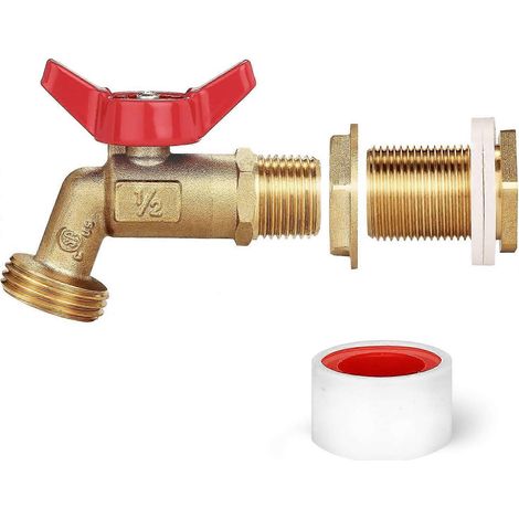 Robinet pour récupérateur d'eau de pluie, robinet à bille quart de tour en laiton pour récupérateur d'eau de pluie (1/5)