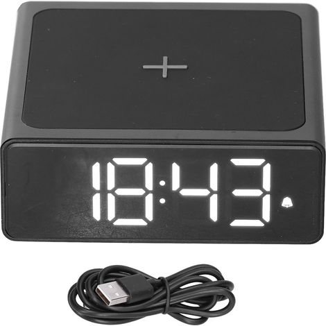 Réveil numérique 3 en 1 avec chargeur sans fil, horloge LED de bureau et alimentation USB pour chambre, chevet ou bureau (1/5)