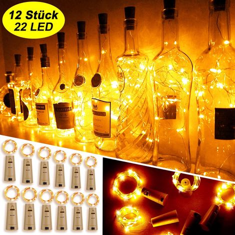 MINKUROW Botella De Luz, 12pcs 20 Led 2m Luces De Botella Luces De Hadas Blancas Cálidas Alambre De Cobre Luces De Botella De Vino Luces De Cadena De Corcho (1/5)