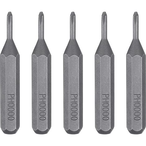 5pcs PH0000 Embout de Tournevis Cruciforme 5/32" Tige Hexagonale 28mm Longueur Acier S2 Magnétique Tête Phillips pour Tournevis Manuels Électriques Réparation de Précision (1/5)