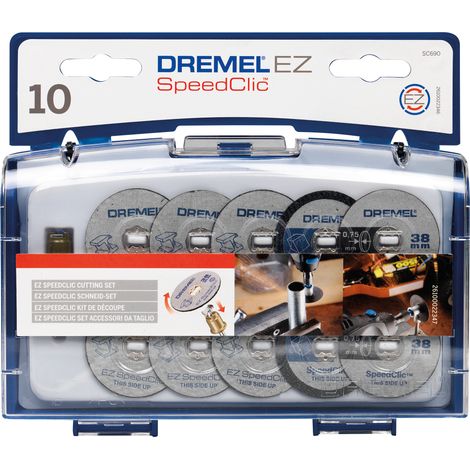 Disques à tronçonner Dremel SC690 EZ SpeedClic et ensemble mandrin/coupe, compatibles avec meuleuse d'angle