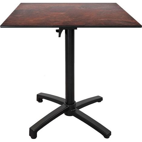 Table terrasse pliable en Compact HPL décor rouille 70 x 70