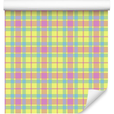 Papier peint à motif treillis crème et citron vert pour salon et chambre 50x1000 cm (1/5)
