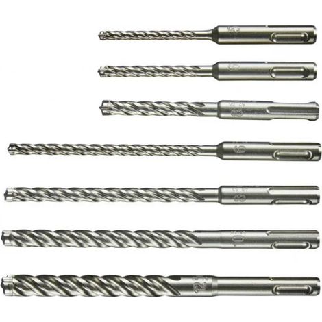 Makita – Coffret de 7 forets béton SDS-Plus E14928 – 3 forets 115mm et 4 forets 165mm – Tête en carbure de tungstène – Enlèvement rapide de matériau