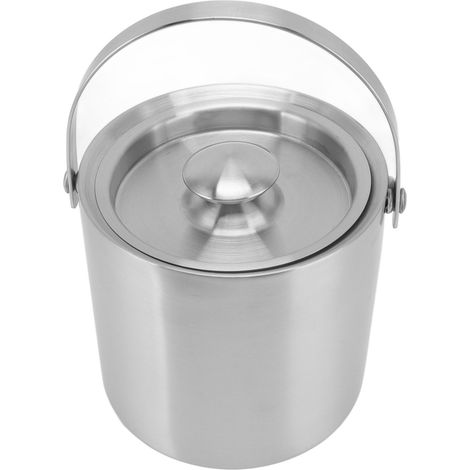 Doppelwandiger Eisbehälter aus Edelstahl für Wein, Champagner und Bier – 3 l mit Griff für Bars und Partys (19 x 17,2 cm) (1/5)