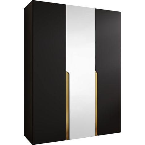 Armario Hartford 585, Negro, 202x150x52cm, Puertas de armario: Con bisagras, Número de estantes: 0 (1/5)