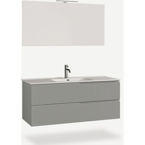 Badezimmer-Hängeleuchte mit Spiegel und Waschbecken 120cm Venere - Grau
