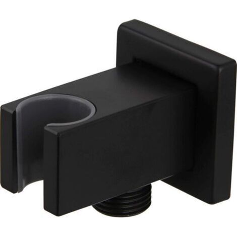 Shower holder with 1/2" matte black brass wall connection elbow (1/4)