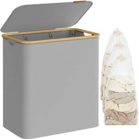 Grauer Wäschekorb mit Deckel, 150 l (1/5)