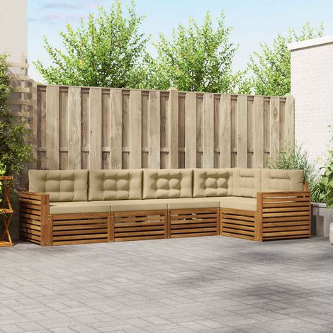 vidaXL Outdoor-Sofagarnitur mit Kissen 5 pcs Natur und Beige (1/5)