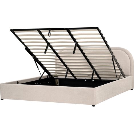 Bett mit Stauraum Stoff QUILLIEN 180 x 200 cm Beige