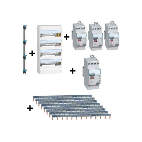 Legrand - DRIVIA -Coffret 4x13 + Peigne V et H + ID 40A Type A et AC - Ref. : 401214+411617+411611(X3)+405002+404926(X8) (1/3)