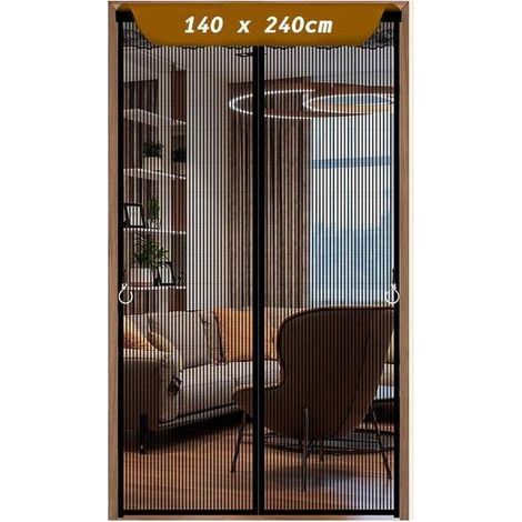 Magnetisches Moskitonetz für Türen, 140 x 240 cm, Netzvorhang, durchgehender Magnetverschluss mit automatischer Schließung – Schwarz (1/5)