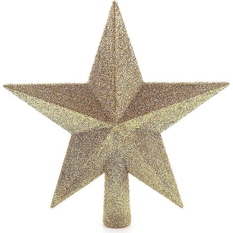 Goldener Stern als Weihnachtsbaumschmuck – Glitzernde Baumspitze (1/4)