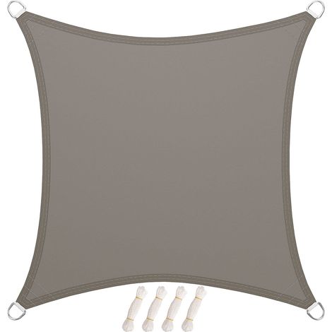 Voile d'ombrage Imperméable Rectangulaire 4x4m, Toile Ombrage UV Protection, pour Patio Jardin, Terrasse, Extérieur, Balcon - Kaki (1/5)