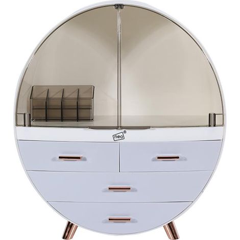 Neo White 3 Drawer Round Desktop Cosmetic Makeup Display Storage Box Organiser (1/5)