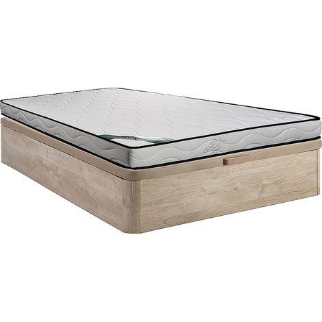 Set 140x190cm Rete vano Naturale chiaro + Materasso schiuma e rivestimento bambù sp.15cm - KANANI di NATUREA